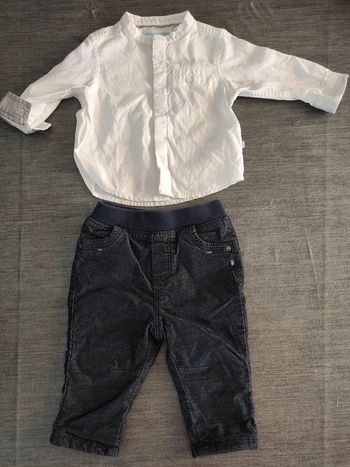 Pantalon velours et chemise Obaibi 6 mois