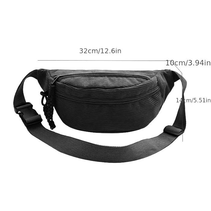 Sac banane velours côtelé noir - photo numéro 4