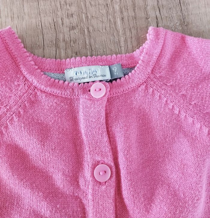 Gilet fille rose et gris taille 9 mois Catimini - photo numéro 3