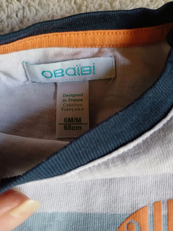 Tee-shirt bébé garçon obaibi taille 6 mois - photo numéro 2