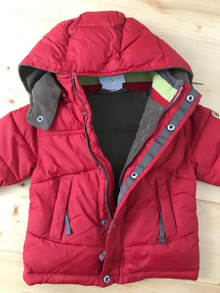 Blouson à capuche doudoune rouge 6 mois DPAM - photo numéro 4