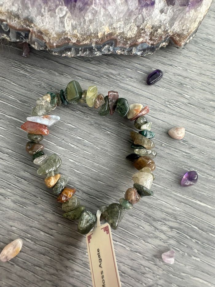 Bracelet en agate mousse d’Uruguay - Pierre véritable - photo numéro 2