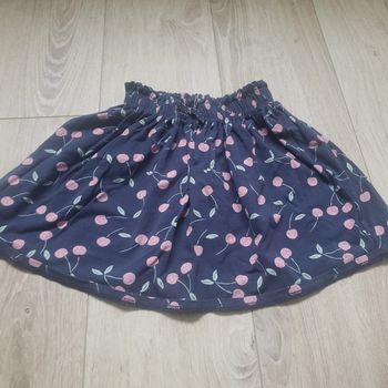 Jupe 4 ans bleue motif cerises