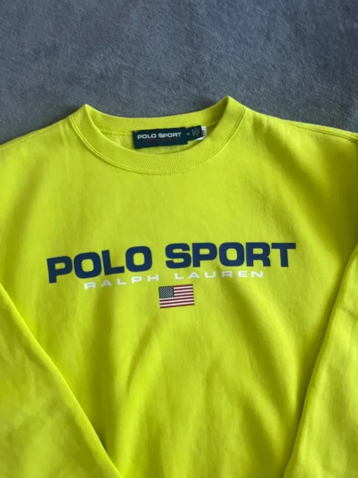 Sweat jaune vintage Polo Ralph Lauren – USA Flag – Taille M - photo numéro 2