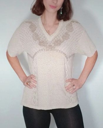 Pull manches courtes beige vintage taille unique
