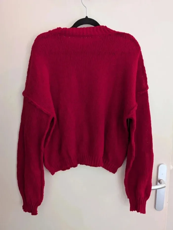Pull rouge à coutures apparentes femme taille L Boutique indépendante - photo numéro 3