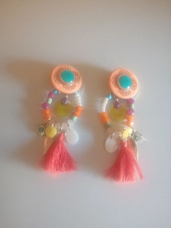 🌸Boucles d'oreilles clips aux couleurs d'été "Ikita" 🌸 - photo numéro 3