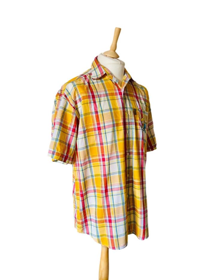 🟡 Chemise d’été vintage homme à carreaux jaune Bart Simpson yellow checkered shirt🟡 - photo numéro 6