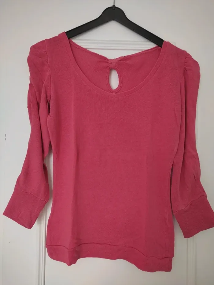 Pull léger manches 3/4 rose