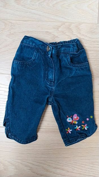 Jean dpam 3/6 mois brodé papillon fleur