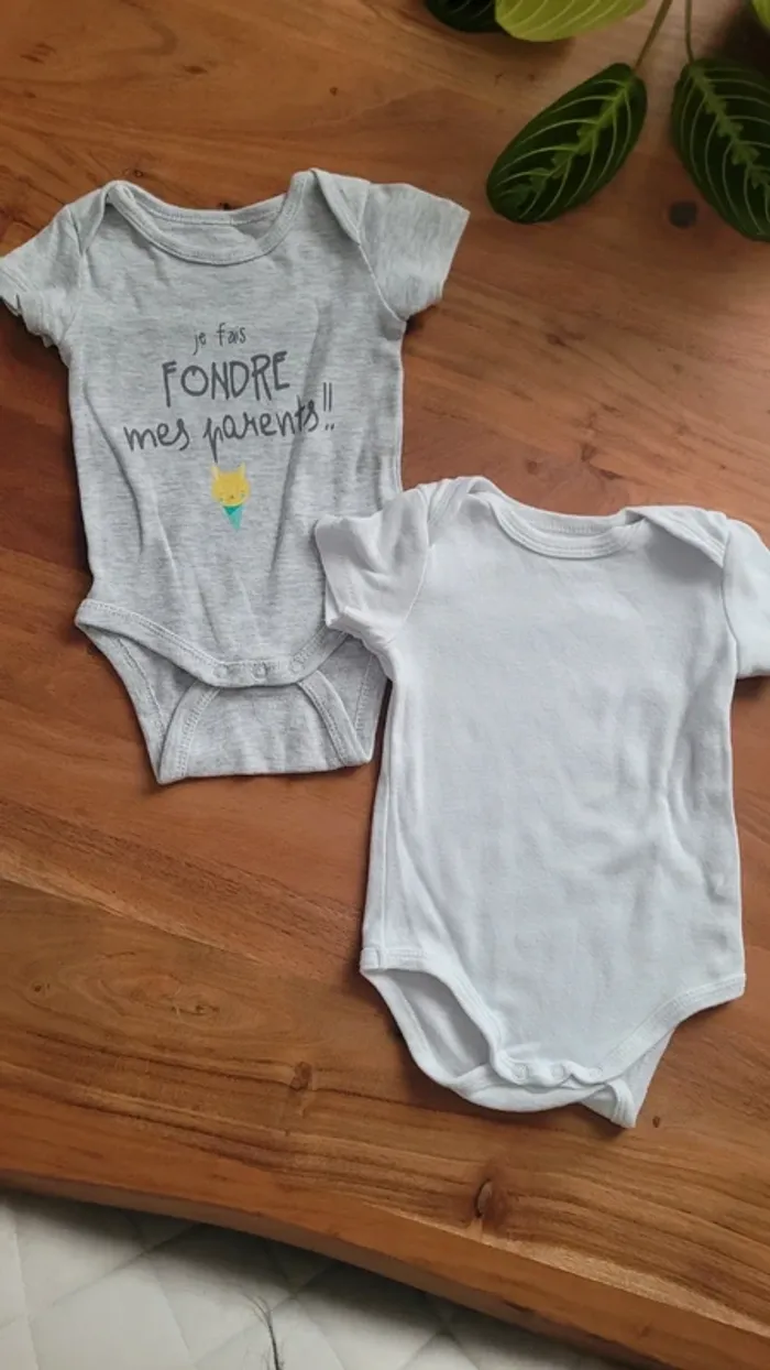 Lot de 2 bodies manches courtes 3 mois
