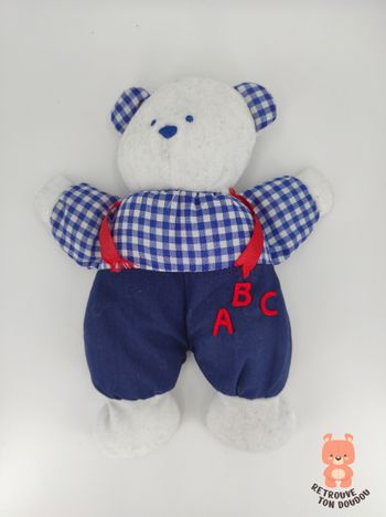 Doudou Ours vichy bleu ABC Simpson Trading