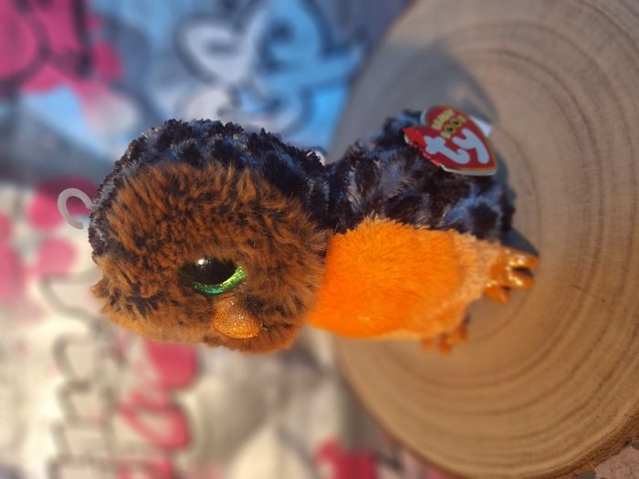 Peluche de collection Ty Beanie Midnight the Orange et Green Owl - photo numéro 2