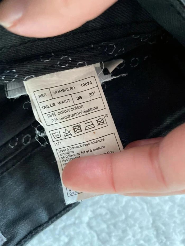 Jean droit straight noir effet cuir mat uni classique avec poches - Celio - photo numéro 8