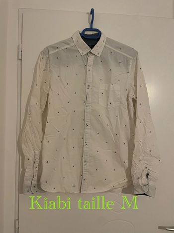 Chemise à manches longues blanc à motifs marin bleu marine kiabi taille M