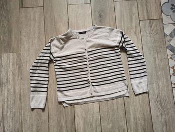 Gilet gris à rayures In Extenso 10 ans