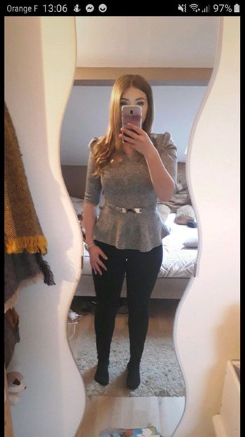 Top péplum gris