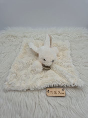 Doudou plat carré lapin Flocon Baby Nat BN051