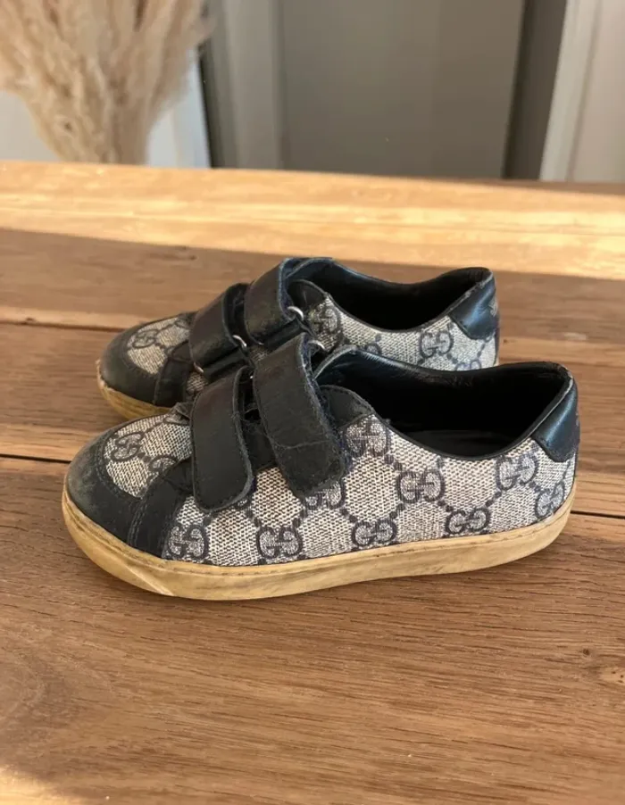 Baskets à scratch en cuir Gucci