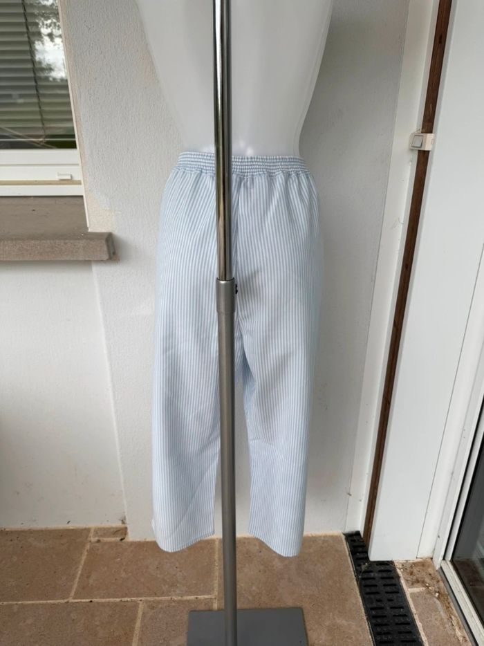 Pantalon blanc rayé bleu clair Edmée Collection - photo numéro 5