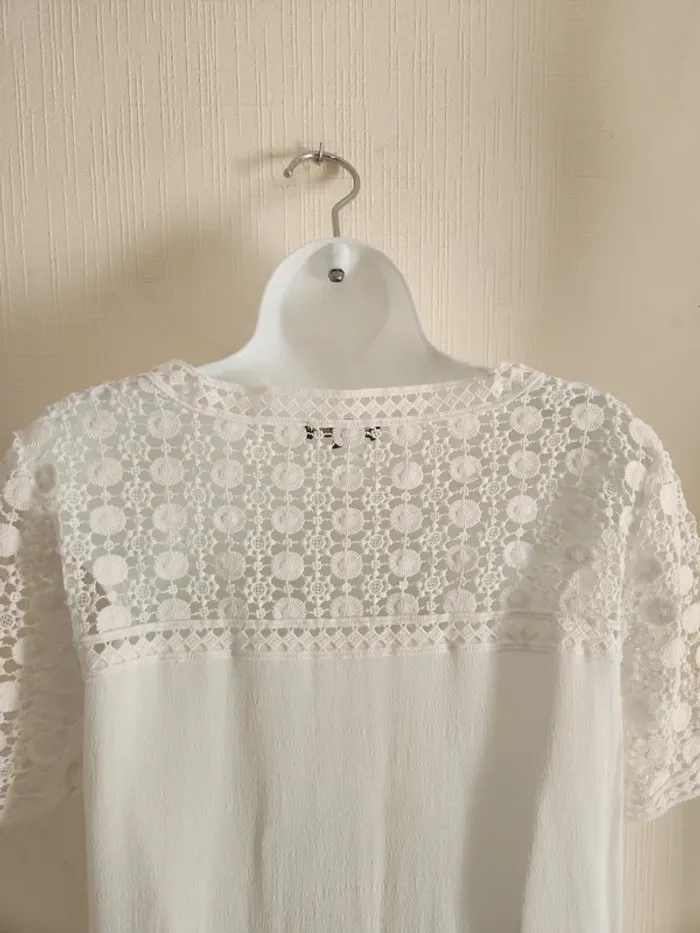 Blouse blanche manches dentelle courtes 123 36 - photo numéro 8