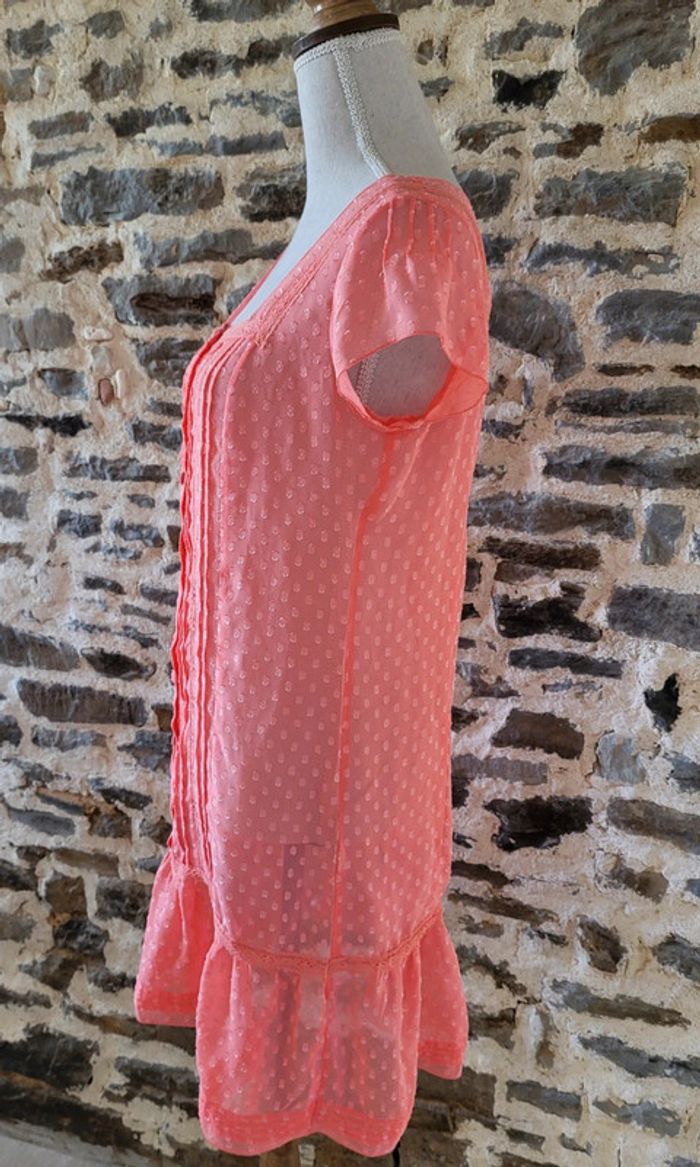 Nuisette manches courtes voile rose corail 3 Suisses Taille 36 - photo numéro 4