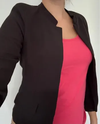 Blazer noir col Mao