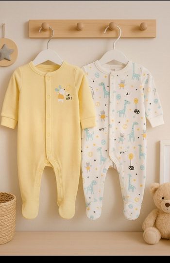 Lot de 2 pyjamas bébé en coton, taille 1 mois, état neuf.
