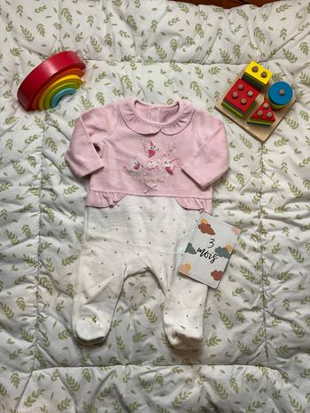 pyjama grenouillère en velours rose et blanc 3 mois sergent major