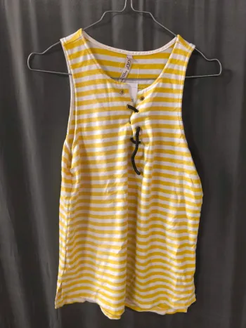 323535 débardeur femme M/L jaune blanc golden days