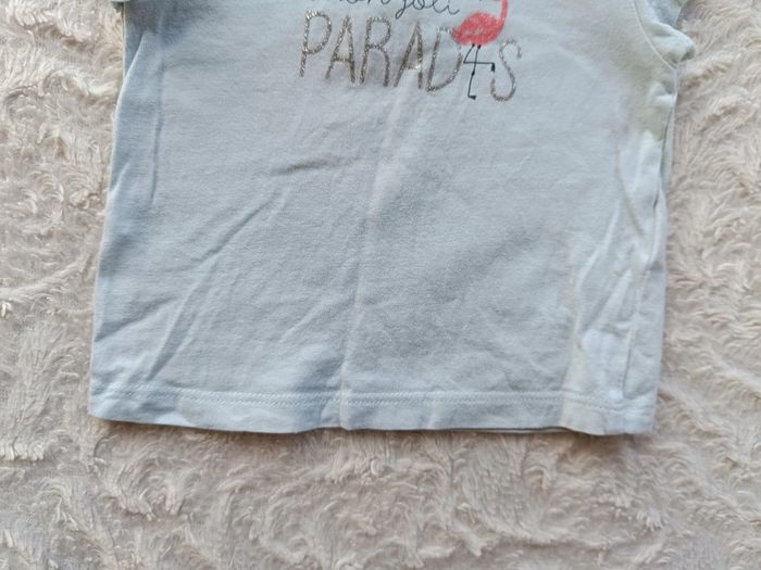 Ensemble (tee shirt manches courtes+legging) Fille 3 mois Mon joli paradis flamand rose - photo numéro 5