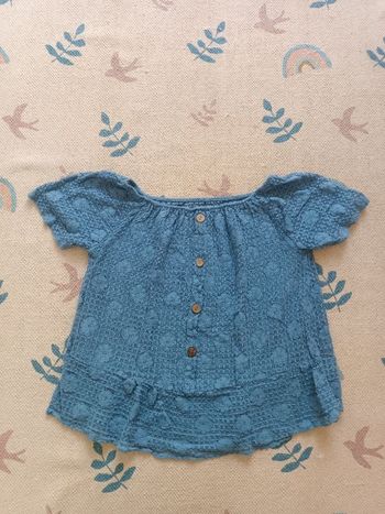 T-shirt bleu dentelle L ample