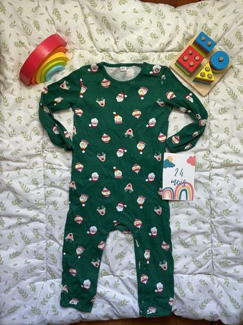 pyjama sans pieds de Noël vert à motifs en coton 2/3 ans