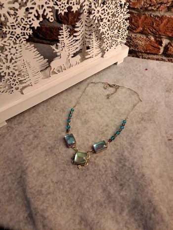 Collier strass bleu/vert