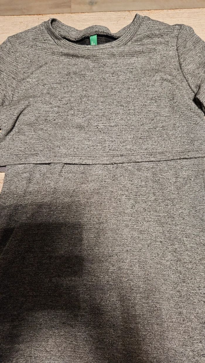 Robe courte évasée grise à manches longues, Benettol, 8/9 ans, nickel - photo numéro 5