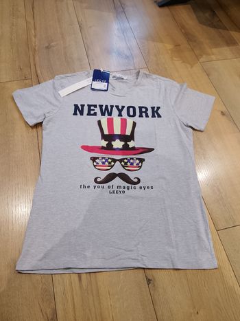 T-shirt manches courtes gris pour homme L Leeyo