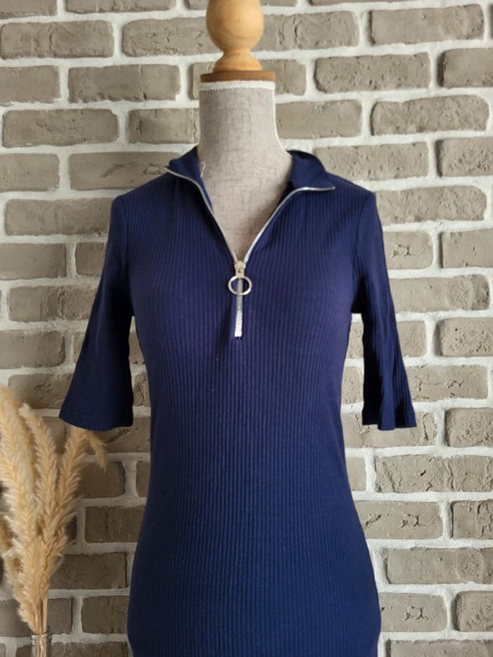 Robe en maille côtelée bleu marine col zippé NA-KD - Neuve - photo numéro 8
