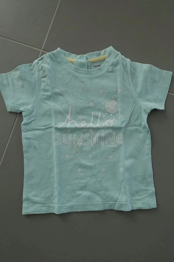 T-shirt manches courtes Vert d'eau Vertbaudet 12 mois 74 cm