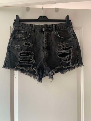 Short troué Pull & Bear denim gris foncé noir taille M 38 100% coton