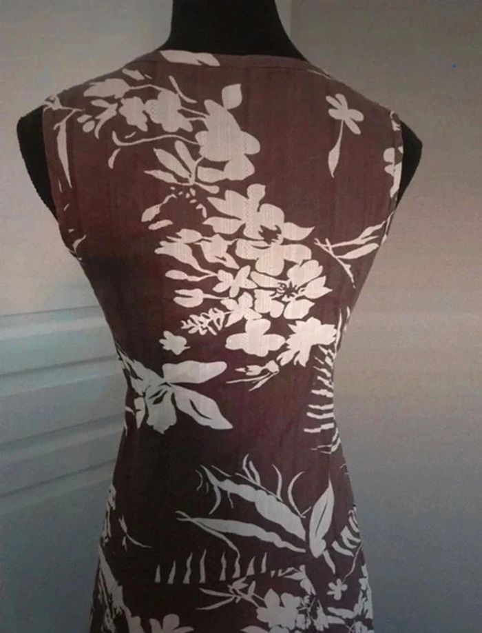 Robe fleurie marron et beige Camaïeu taille 38 - photo numéro 11