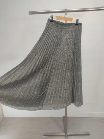 Jupe plissée argenté paillettes - taille 34 désigné en France A1536