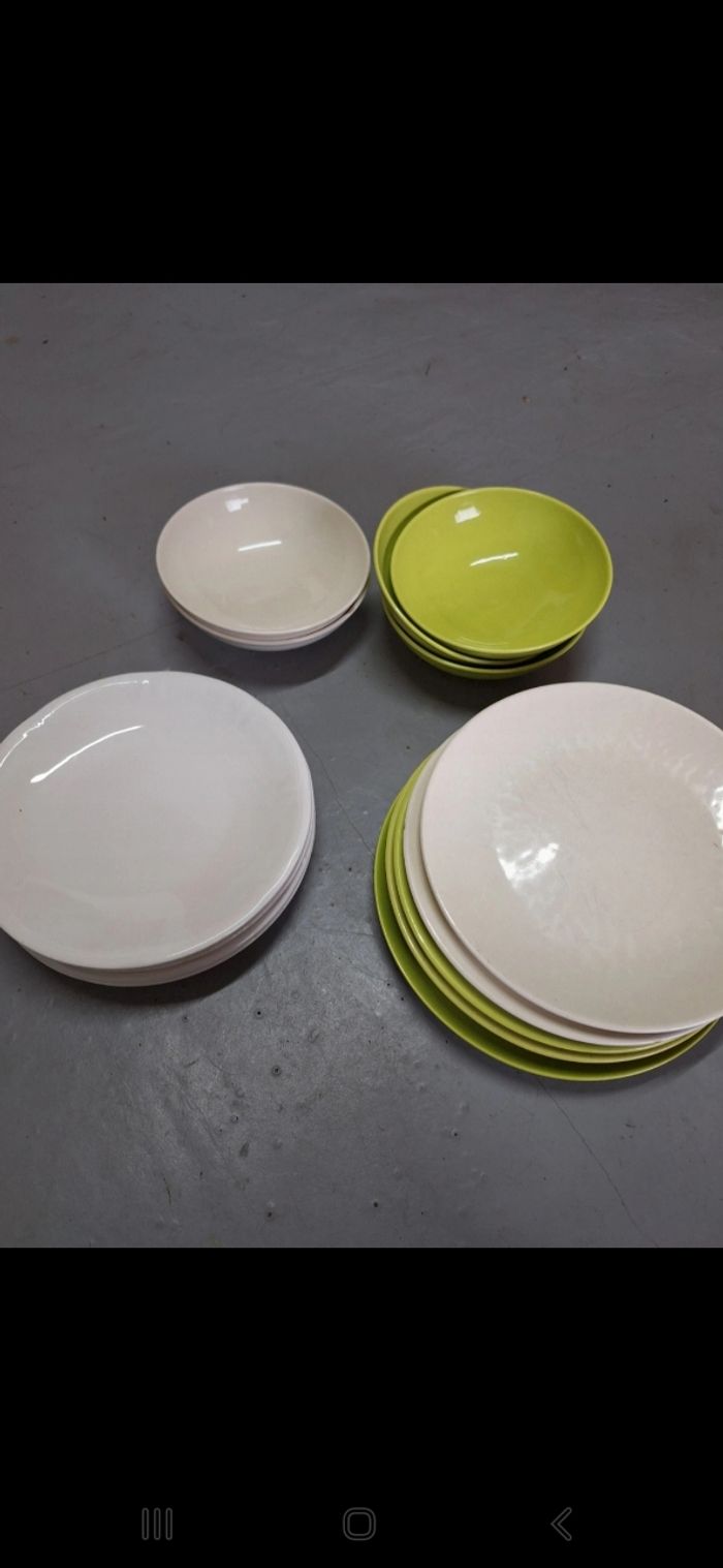 Lot d'assiettes 2 couleurs