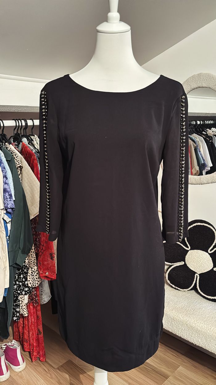 Robe fluide noire avec strass Promod T36