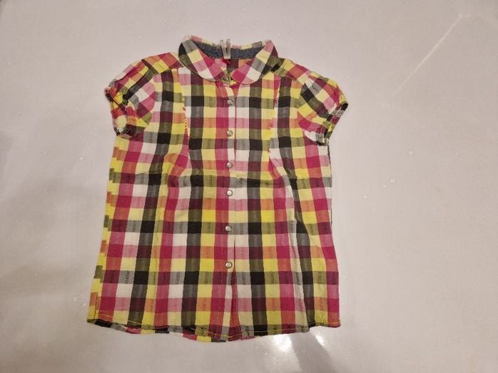 Chemisier manche courte à carreau coloré