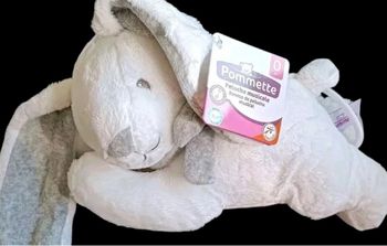 ❤️B5784 Doudou Peluche Musicale Lapin Blanc/ Gris POMMETTE