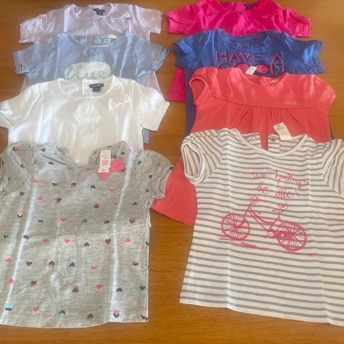 Lot 8 t-shirt manches courtes fille 18 mois