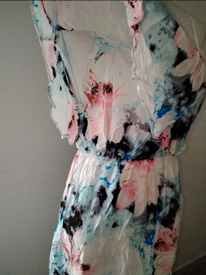 Robe légère longue à fleurs bleu clair - photo numéro 3