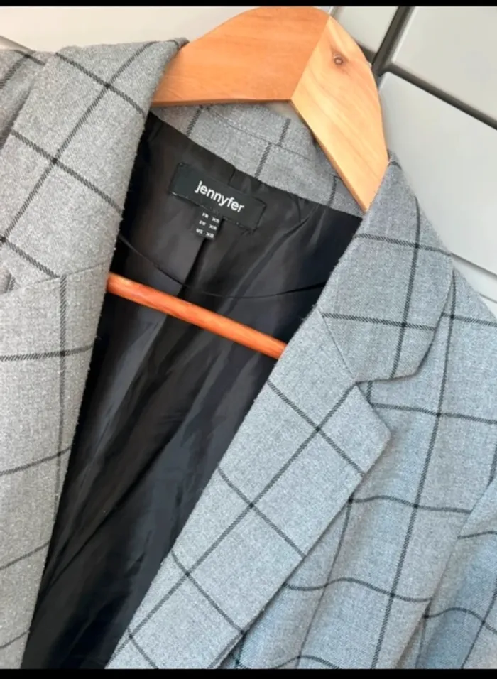 Blazer gris à carreaux - photo numéro 2