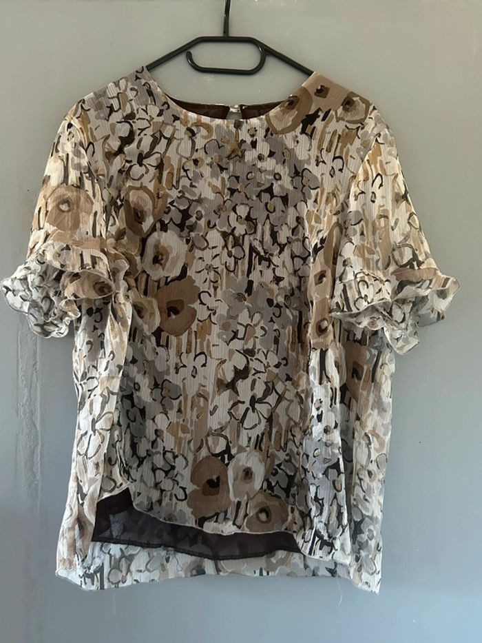 Blouse à motifs et détails aux manches • Vintage • Taille unique