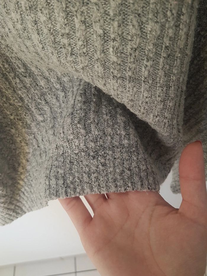 Pull tricot large hiver gris - photo numéro 3